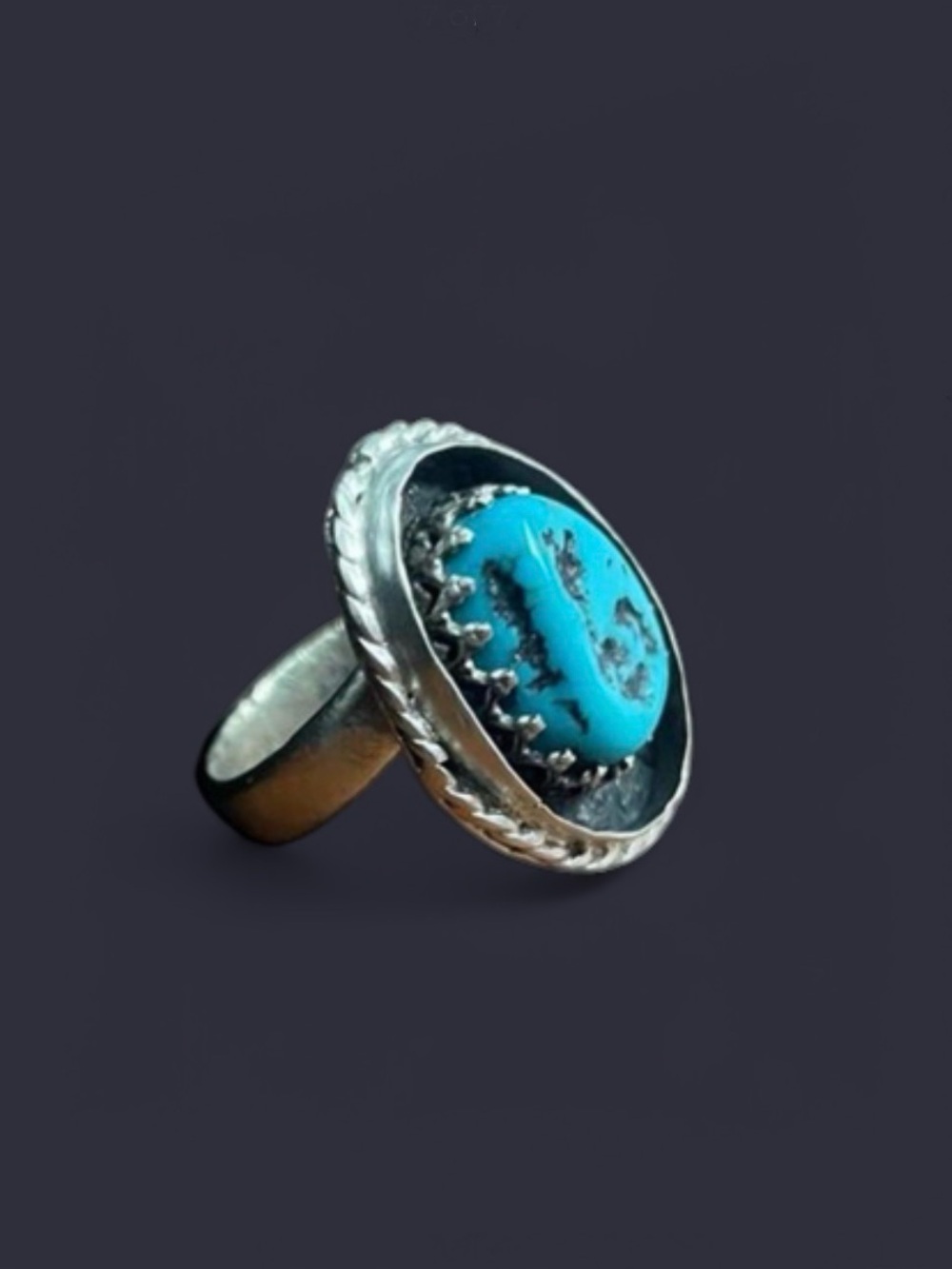 Campitos Turquoise Shadow Box Ring in Sterling Silver | Size 7.5